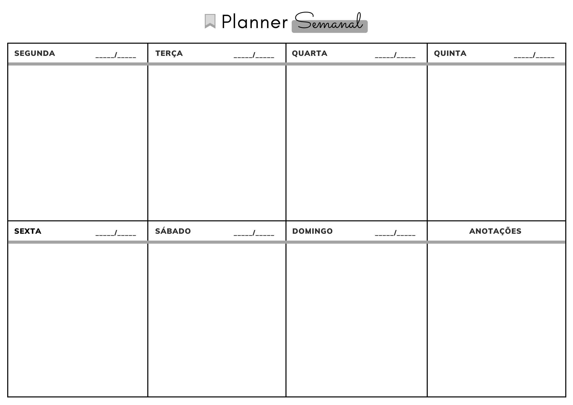 Planner Semanal - cinza