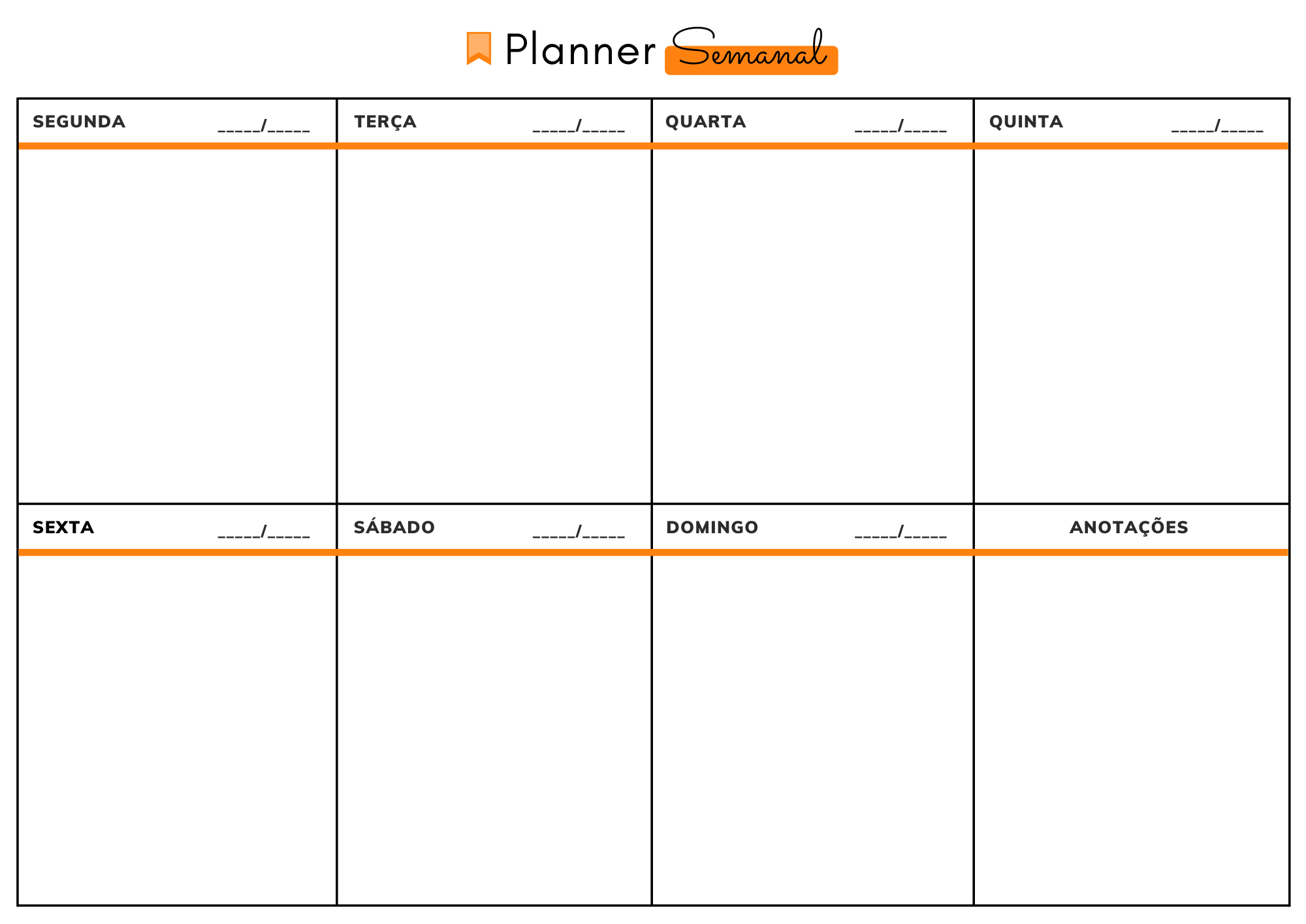 Planner Semanal - laranja