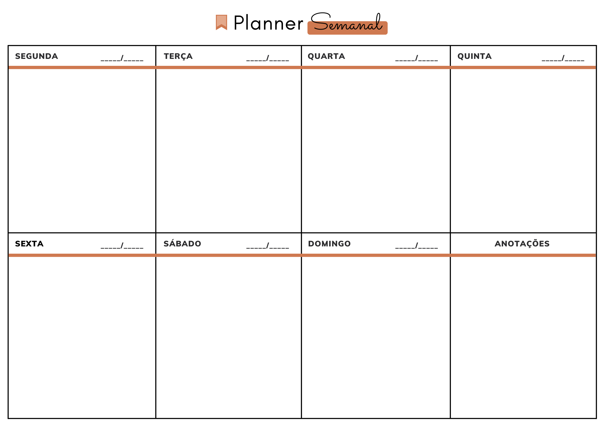 Planner Semanal - marrom